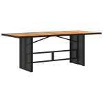 vidaXL Masă grădină blat din lemn acacia, negru 190x80x74 cm poliratan