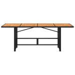 vidaXL Masă grădină blat din lemn acacia, negru 190x80x74 cm poliratan