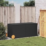 vidaXL Ladă depozitare de grădină cu roți, negru, 283 L, poliratan vidaXL Ladă depozitare de grădină cu roți, negru, 283 L, poliratan