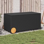 vidaXL Ladă depozitare de grădină cu roți, negru, 190 L, poliratan vidaXL Ladă depozitare de grădină cu roți, negru, 190 L, poliratan