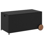 vidaXL Ladă depozitare de grădină cu roți, negru, 190 L, poliratan vidaXL Ladă depozitare de grădină cu roți, negru, 190 L, poliratan