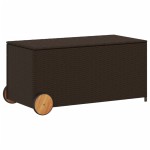 vidaXL Ladă depozitare de grădină cu roți, maro, 190 L, poliratan vidaXL Ladă depozitare de grădină cu roți, maro, 190 L, poliratan