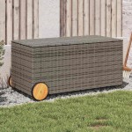 vidaXL Ladă depozitare de grădină cu roți, gri, 190 L, poliratan vidaXL Ladă depozitare de grădină cu roți, gri, 190 L, poliratan