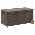 vidaXL Ladă depozitare de grădină cu roți, gri, 190 L, poliratan vidaXL Ladă depozitare de grădină cu roți, gri, 190 L, poliratan