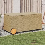 vidaXL Ladă depozitare de grădină cu roți, bej mix, 190 L, poliratan vidaXL Ladă depozitare de grădină cu roți, bej mix, 190 L, poliratan