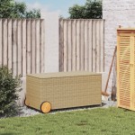 vidaXL Ladă depozitare de grădină cu roți, bej mix, 190 L, poliratan vidaXL Ladă depozitare de grădină cu roți, bej mix, 190 L, poliratan