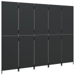 vidaXL Separator de cameră cu 5 panouri, negru, poliratan vidaXL Separator de cameră cu 5 panouri, negru, poliratan