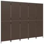vidaXL Separator de cameră cu 5 panouri, maro, poliratan vidaXL Separator de cameră cu 5 panouri, maro, poliratan