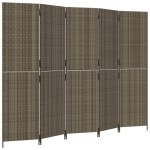 vidaXL Separator de cameră cu 5 panouri, gri, poliratan vidaXL Separator de cameră cu 5 panouri, gri, poliratan