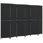 vidaXL Separator de cameră cu 6 panouri, negru, poliratan