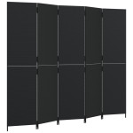 vidaXL Separator de cameră cu 5 panouri, negru, poliratan vidaXL Separator de cameră cu 5 panouri, negru, poliratan