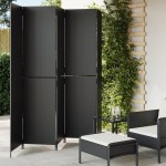 vidaXL Separator de cameră cu 5 panouri, negru, poliratan vidaXL Separator de cameră cu 5 panouri, negru, poliratan