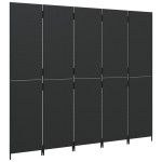 vidaXL Separator de cameră cu 5 panouri, negru, poliratan vidaXL Separator de cameră cu 5 panouri, negru, poliratan