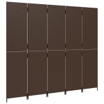 vidaXL Separator de cameră cu 5 panouri, maro, poliratan vidaXL Separator de cameră cu 5 panouri, maro, poliratan
