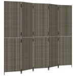 vidaXL Separator de cameră cu 5 panouri, gri, poliratan vidaXL Separator de cameră cu 5 panouri, gri, poliratan