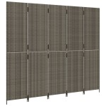 vidaXL Separator de cameră cu 5 panouri, gri, poliratan vidaXL Separator de cameră cu 5 panouri, gri, poliratan