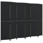 vidaXL Separator de cameră cu 6 panouri, negru, poliratan vidaXL Separator de cameră cu 6 panouri, negru, poliratan