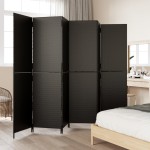vidaXL Separator de cameră cu 6 panouri, negru, poliratan vidaXL Separator de cameră cu 6 panouri, negru, poliratan