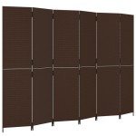 vidaXL Separator de cameră cu 6 panouri, maro, poliratan vidaXL Separator de cameră cu 6 panouri, maro, poliratan