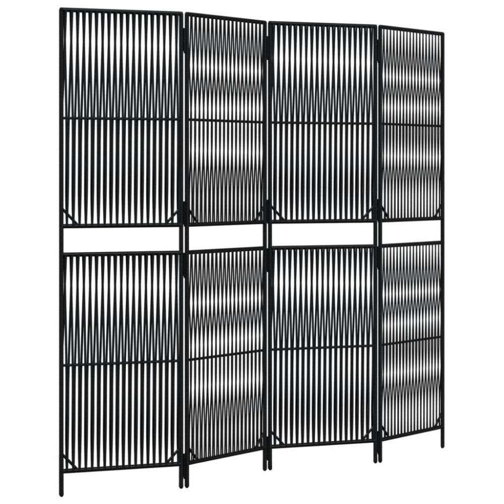 vidaXL Separator de cameră cu 4 panouri, negru, poliratan