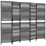 vidaXL Separator de cameră cu 5 panouri, negru, poliratan