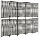 vidaXL Separator de cameră cu 5 panouri, gri, poliratan vidaXL Separator de cameră cu 5 panouri, gri, poliratan