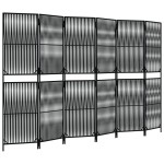 vidaXL Separator de cameră cu 6 panouri, negru, poliratan vidaXL Separator de cameră cu 6 panouri, negru, poliratan