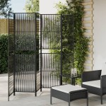 vidaXL Separator de cameră cu 6 panouri, negru, poliratan vidaXL Separator de cameră cu 6 panouri, negru, poliratan