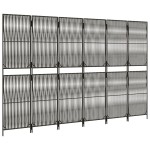 vidaXL Separator de cameră cu 6 panouri, gri, poliratan vidaXL Separator de cameră cu 6 panouri, gri, poliratan