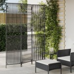 vidaXL Separator de cameră cu 3 panouri, negru, poliratan vidaXL Separator de cameră cu 3 panouri, negru, poliratan