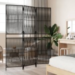 vidaXL Separator de cameră cu 3 panouri, negru, poliratan vidaXL Separator de cameră cu 3 panouri, negru, poliratan