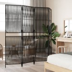 vidaXL Separator de cameră cu 4 panouri, negru, poliratan vidaXL Separator de cameră cu 4 panouri, negru, poliratan