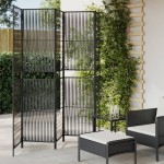 vidaXL Separator de cameră cu 5 panouri, negru, poliratan vidaXL Separator de cameră cu 5 panouri, negru, poliratan