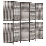 vidaXL Separator de cameră cu 5 panouri, maro, poliratan vidaXL Separator de cameră cu 5 panouri, maro, poliratan