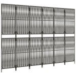 vidaXL Separator de cameră cu 6 panouri, gri, poliratan