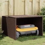 vidaXL Garaj pentru mașina de tuns iarba maro 86x90x52/57 cm poliratan vidaXL Garaj pentru mașina de tuns iarba maro 86x90x52/57 cm poliratan