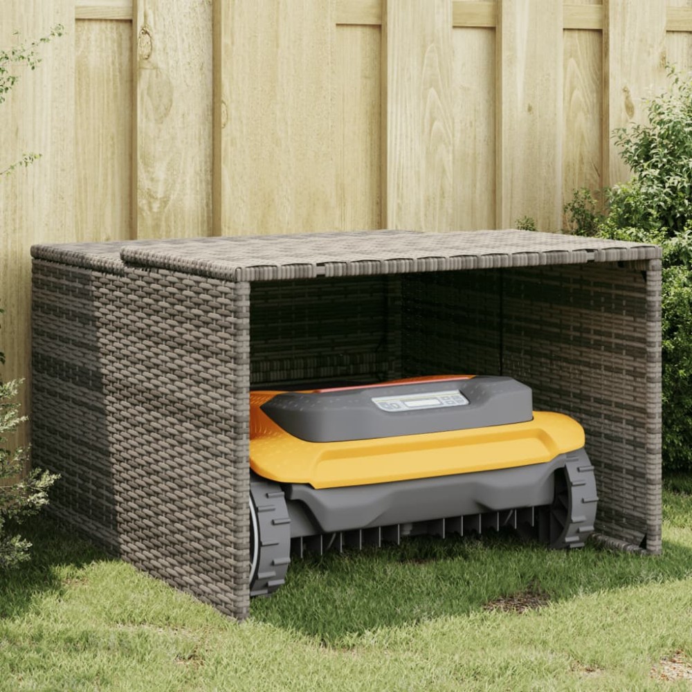 vidaXL Garaj pentru mașina de tuns iarba, gri 86x90x52/57 cm poliratan