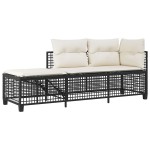 vidaXL Set mobilier colțar de grădină cu perne 3 piese negru poliratan vidaXL Set mobilier colțar de grădină cu perne 3 piese negru poliratan