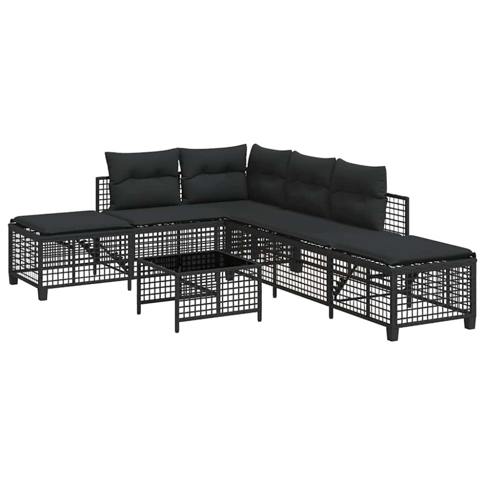 vidaXL Set mobilier colțar de grădină cu perne 3 piese negru poliratan