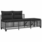 vidaXL Set mobilier colțar de grădină cu perne 3 piese negru poliratan vidaXL Set mobilier colțar de grădină cu perne 3 piese negru poliratan