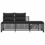 vidaXL Set mobilier colțar de grădină cu perne 3 piese negru poliratan vidaXL Set mobilier colțar de grădină cu perne 3 piese negru poliratan