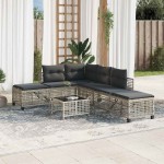 vidaXL Set mobilier colțar grădină perne 3 piese gri deschis poliratan vidaXL Set mobilier colțar grădină perne 3 piese gri deschis poliratan