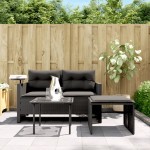 vidaXL Set mobilier de grădină cu perne, 3 piese, negru, poliratan vidaXL Set mobilier de grădină cu perne, 3 piese, negru, poliratan