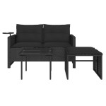 vidaXL Set mobilier de grădină cu perne, 3 piese, negru, poliratan vidaXL Set mobilier de grădină cu perne, 3 piese, negru, poliratan