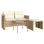 vidaXL Set canapele de grădină, 3 piese, cu perne, bej, poliratan vidaXL Set canapele de grădină, 3 piese, cu perne, bej, poliratan