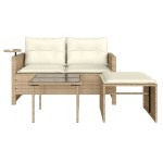 vidaXL Set canapele de grădină, 3 piese, cu perne, bej, poliratan vidaXL Set canapele de grădină, 3 piese, cu perne, bej, poliratan