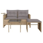 vidaXL Set canapele de grădină, 3 piese, cu perne, bej, poliratan
