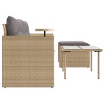 vidaXL Set canapele de grădină, 3 piese, cu perne, bej, poliratan
