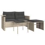 vidaXL Set canapele de grădină cu perne, 3 piese gri deschis poliratan vidaXL Set canapele de grădină cu perne, 3 piese gri deschis poliratan