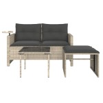 vidaXL Set canapele de grădină cu perne, 3 piese gri deschis poliratan vidaXL Set canapele de grădină cu perne, 3 piese gri deschis poliratan